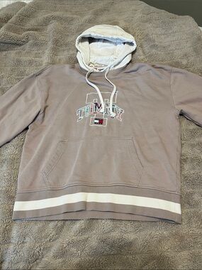 Tommy Hilfiger Taupe Pullover Hoodie with White Hood